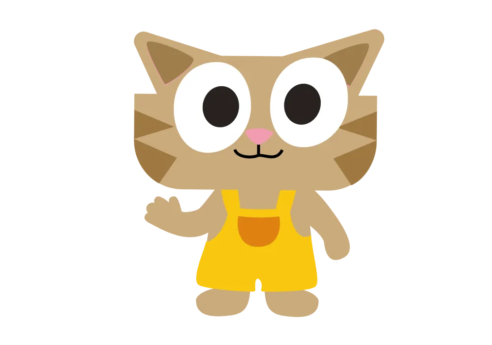 Personaje gato de Meowkids para una app educativa infantil